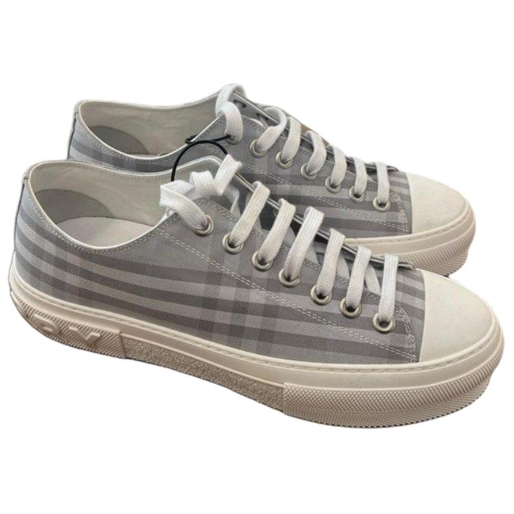 Мужские кеды Burberry Canvas Plaid (серые) — фото 4