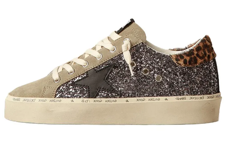 Golden Goose Hi Star Leather Stylish Skateboarding Shoes Women's Gray Brown