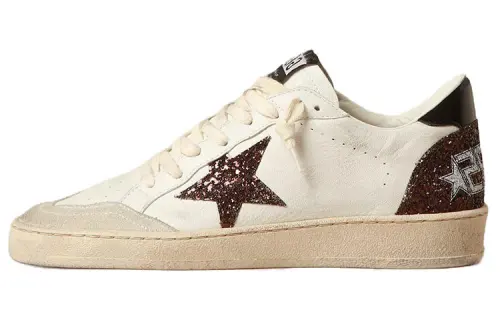 Golden Goose Ball Star Low top Skateboard Shoes Women's White Brown Distressed