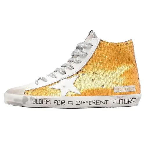 Golden Goose Francy Distressed Stylish Skateboarding Shoes Men's Gold
