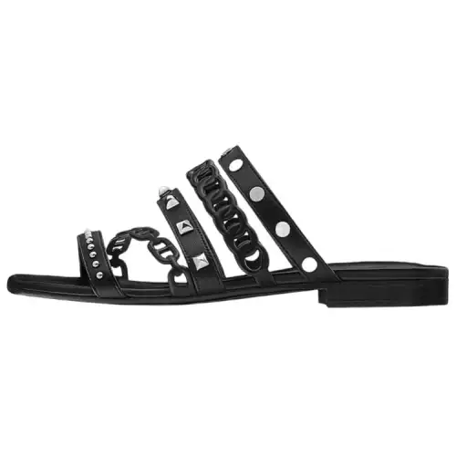 HERMES Amalfi Studs Slide Slippers Women's Black