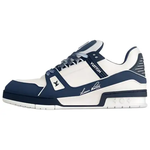 LOUIS VUITTON Trainer Low top Skateboard Shoes Men's White Blue
