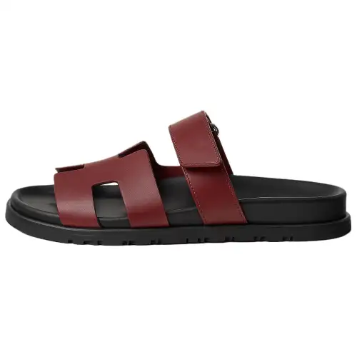 HERMES Chypre Slide Slippers Women's Red