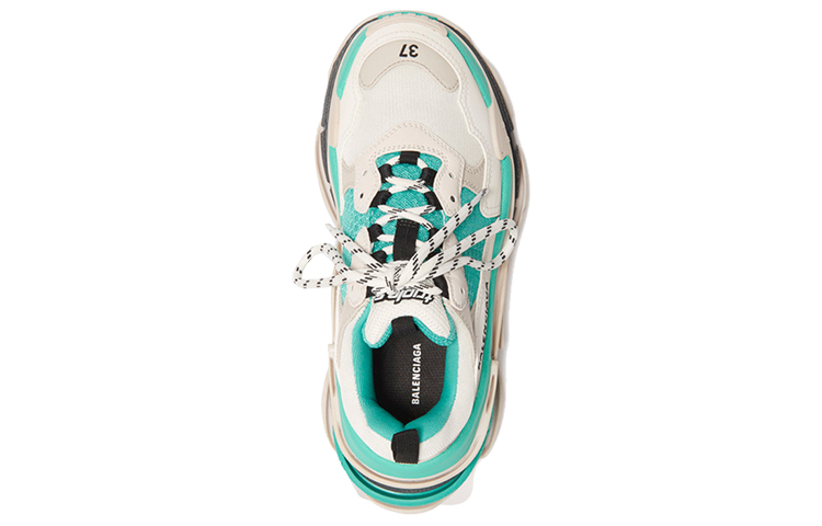Женские кроссовки Balenciaga Triple S (бело-зеленые) — фото 3