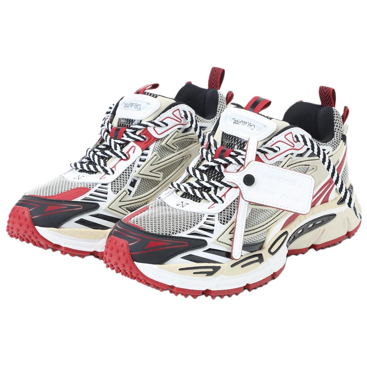 Мужские кроссовки OFF-WHITE Be Right Back (бело-красные) — фото 4