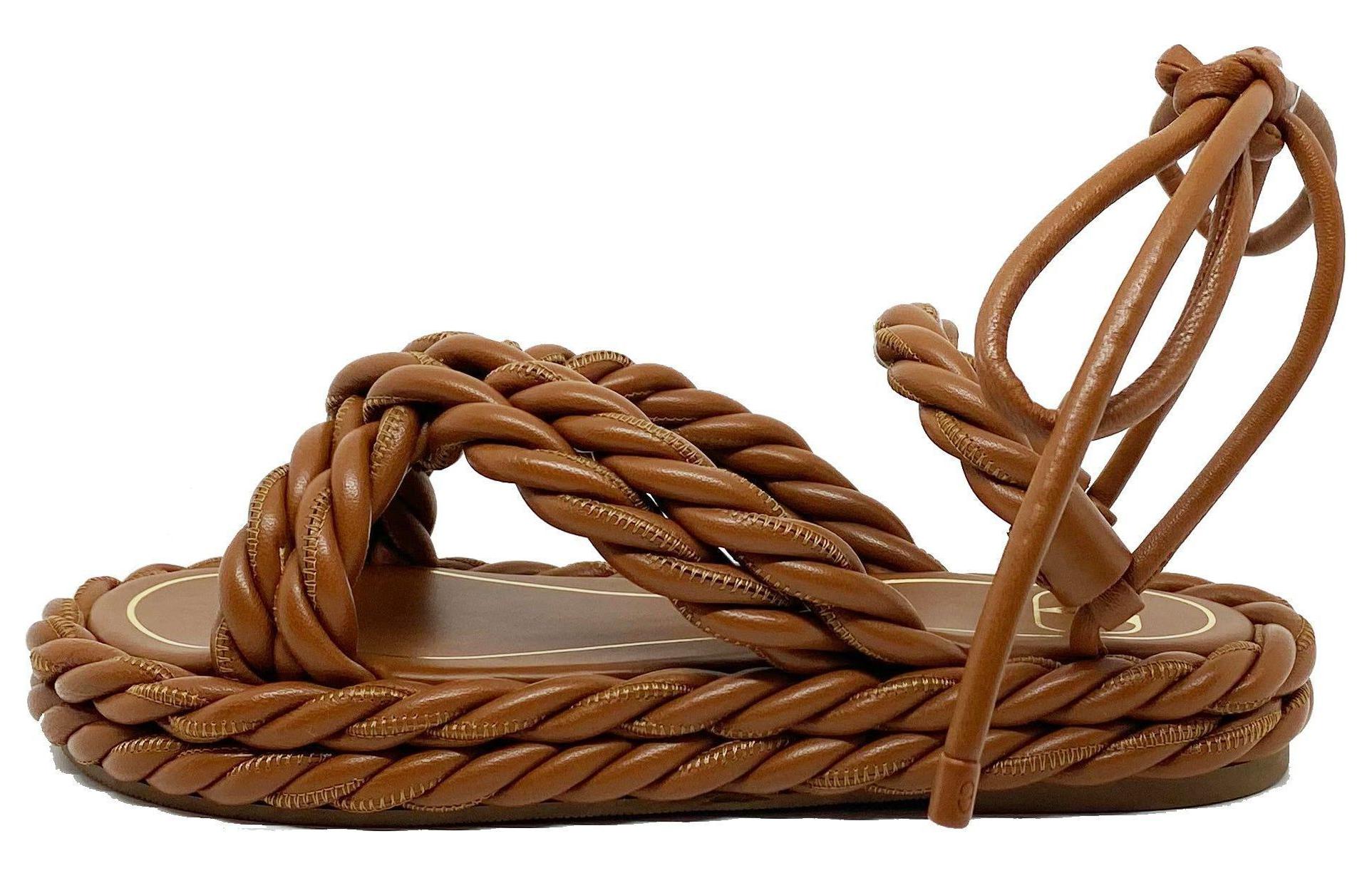 Valentino The Rope One Strap Sandals Women's Brown