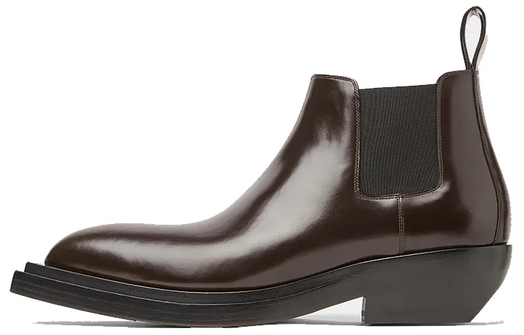 Bottega Veneta Tire Chelsea Short Chelsea Boots Men's Dark Chocolate