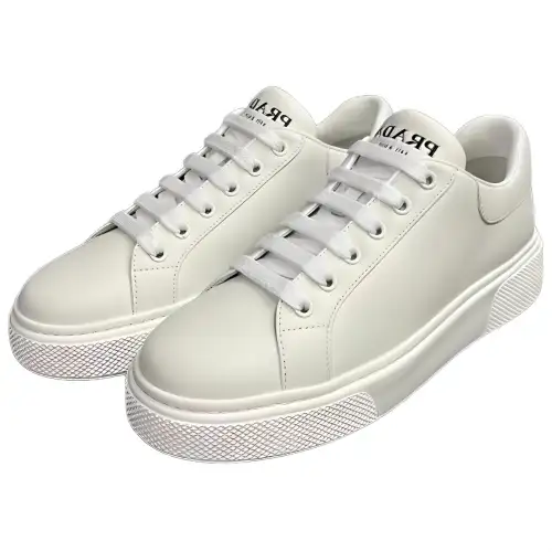 PRADA Leather Low top Skateboard Shoes Men's White