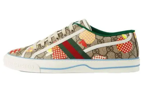 GUCCI Tennis 1977 Stylish Skateboarding Shoes Men's Red Green Patchwork