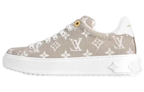 LOUIS VUITTON Time Out Denim Low top Skateboard Shoes Women's Beige