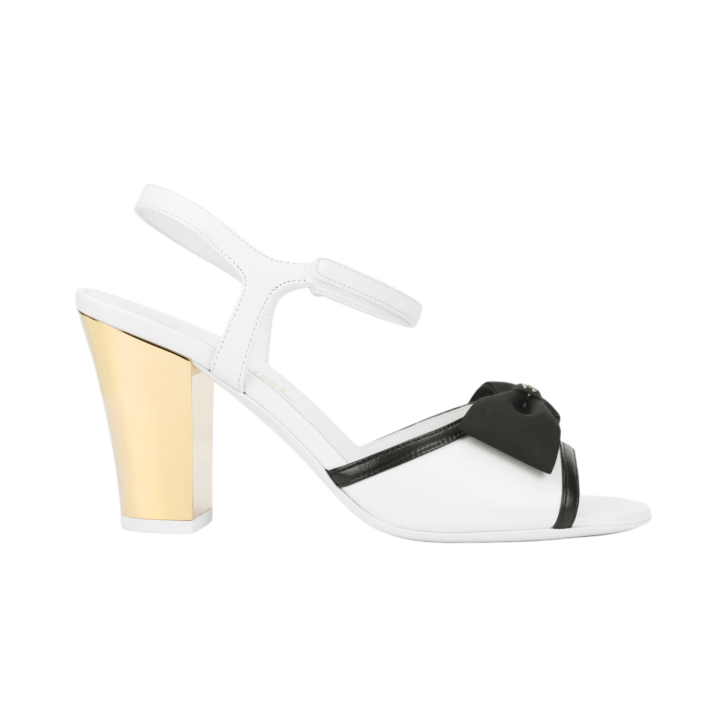 CHANEL Leather One Strap Sandals 8.5cm Women's White