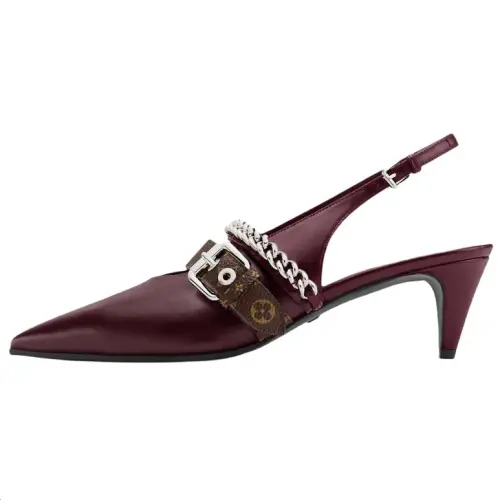LOUIS VUITTON Vibe Sheepskin Cone Heel High Heels 5.5cm Women's Umber