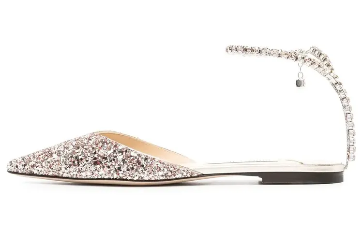 Jimmy Choo Cow Leather Flat Shoes Women's Pink