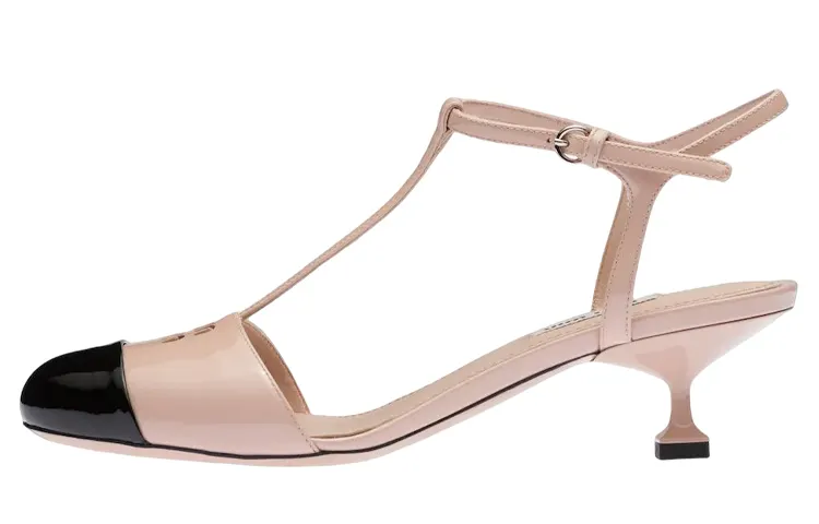 MIU MIU Killer Leather Cone Heel High Heels Women's Black Pink