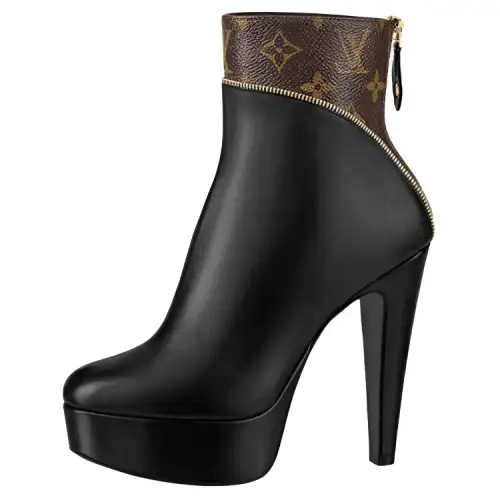 LOUIS VUITTON Afterglow Leather Ankle Boots Women's Black Brown