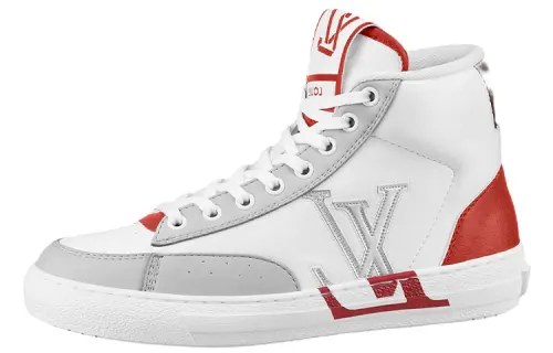 LOUIS VUITTON Charlie High top Stylish Skateboarding Shoes Women's White Red