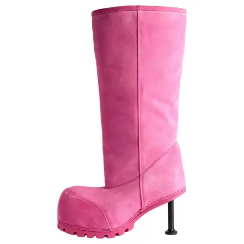 Balenciaga Alaska Fur FW24 SKIWEAR Collection Cow Split Leather Knee High Knee high Boots Women's Pink