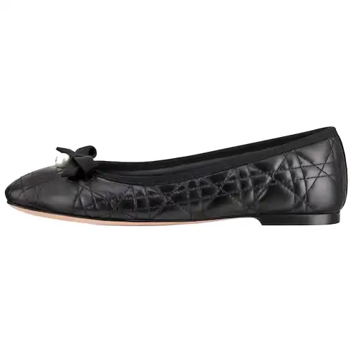 DIOR BALLET FLAT Leather Casual Shoes Women's Black