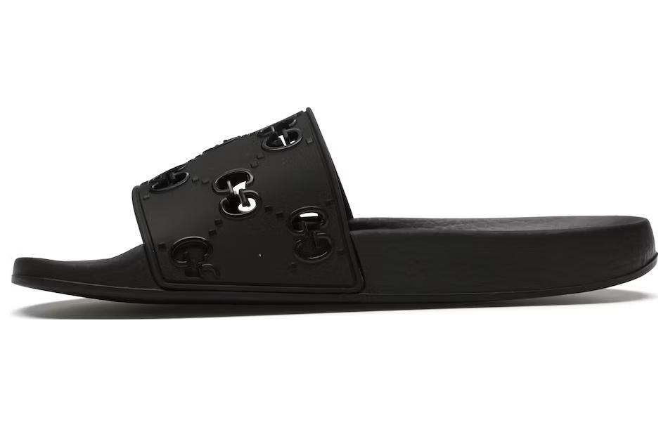 Женские шлепанцы Gucci (черные)