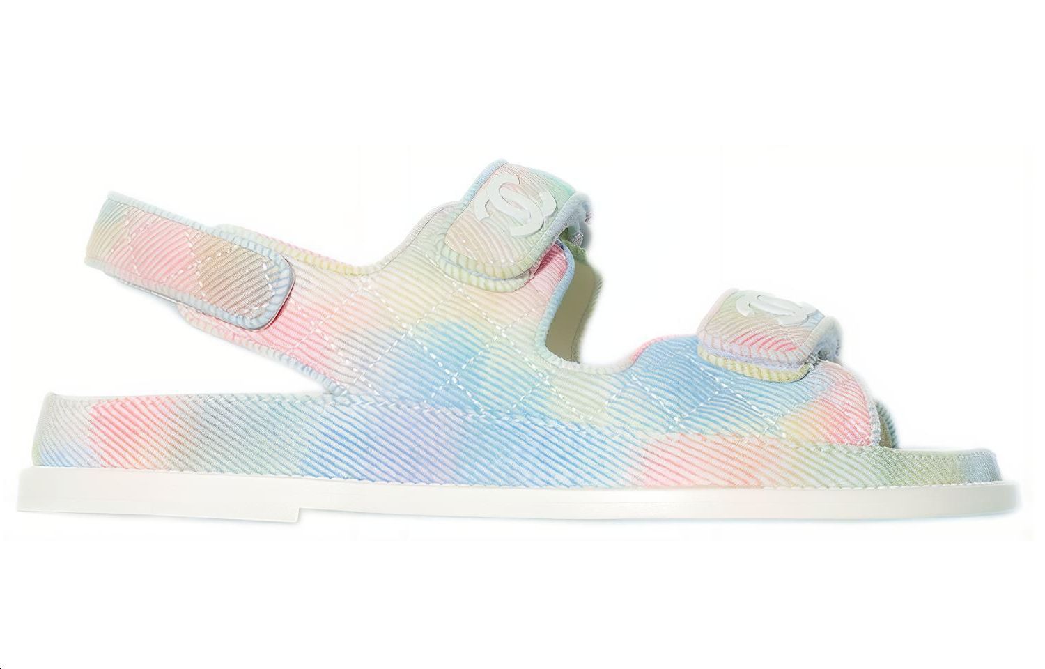 CHANEL Fabric One Strap Sandals Women's Pink Blue