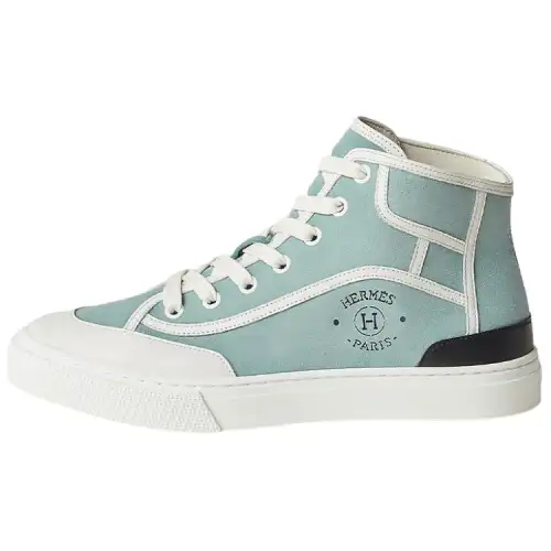 HERMES Get Up Leather High top Stylish Skateboarding Shoes Women's Aqua Green