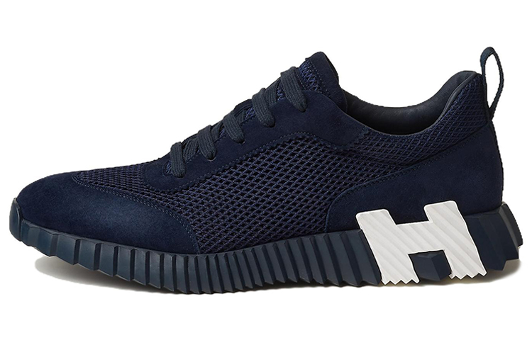HERMES Bouncing Mesh, Leather Lace Up Abrasion Resistant Abrasion Resistant Low top Sports Casual Shoes Men's