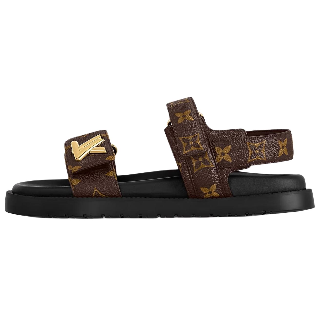 LOUIS VUITTON Sunset One Strap Sandals Women's Brown