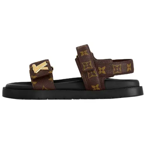 LOUIS VUITTON Sunset One Strap Sandals Women's Brown