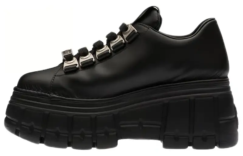 MIU MIU Leather Low top Platform Shoes Women's Black
