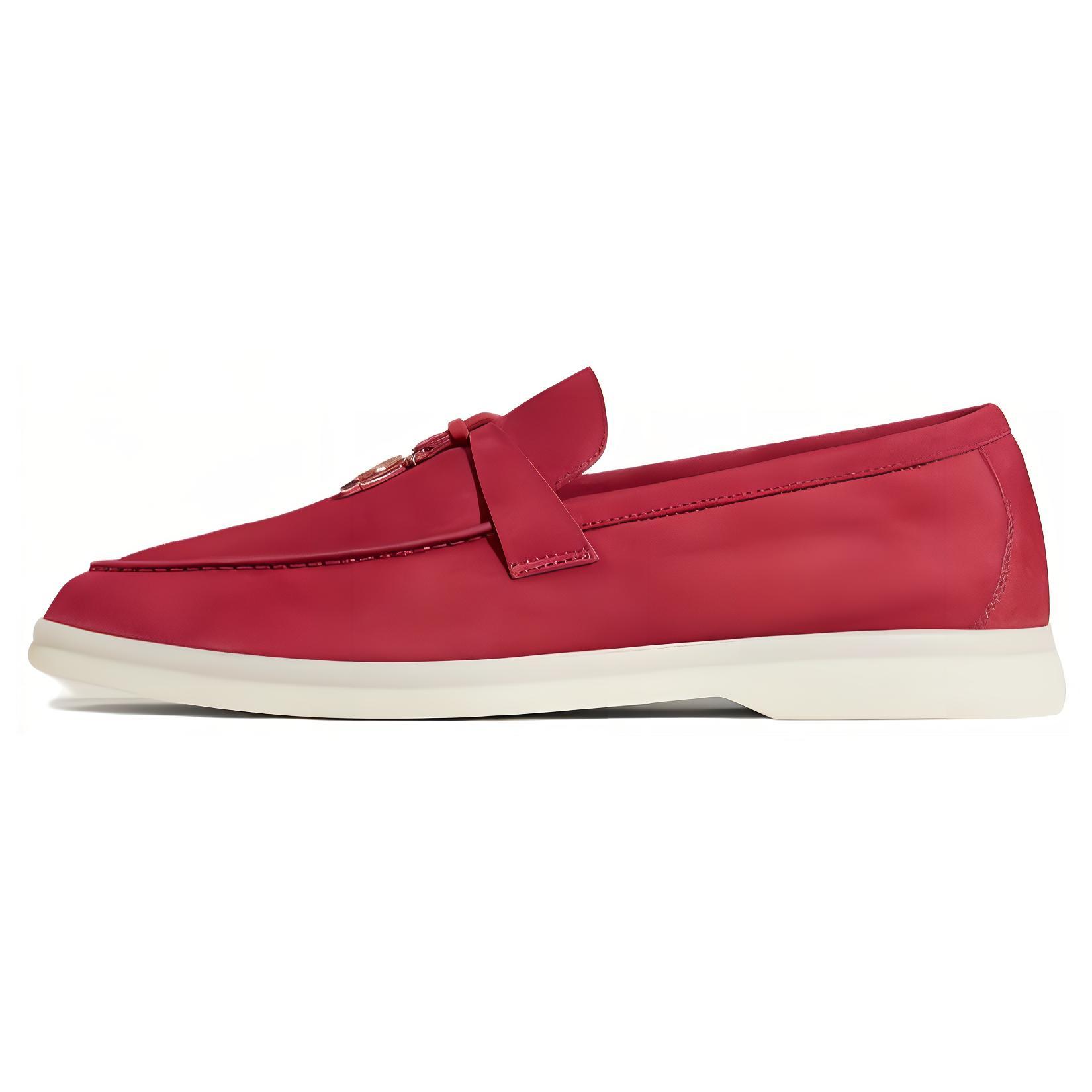 Loro Piana Summer Walk Suede Comfortable Casual Shoes Women's Red