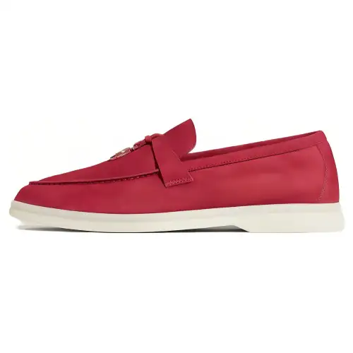 Loro Piana Summer Walk Suede Comfortable Casual Shoes Women's Red