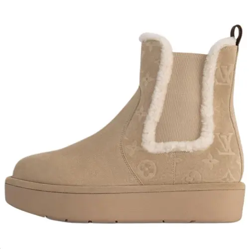 LOUIS VUITTON Aspen Line Calfskin Chelsea Boots Women's Light Umber