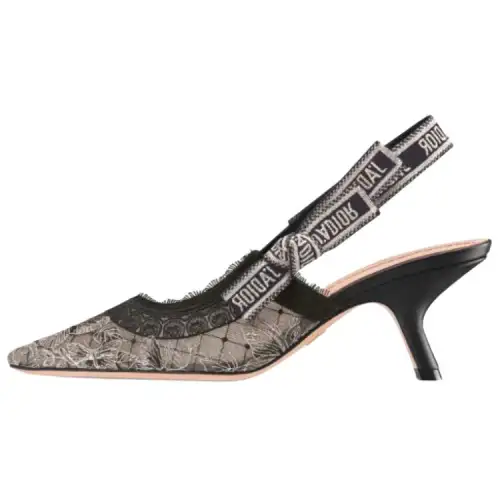 DIOR J'Adior Fabric Chunky Heel High Heels 6.5cm Women's Black
