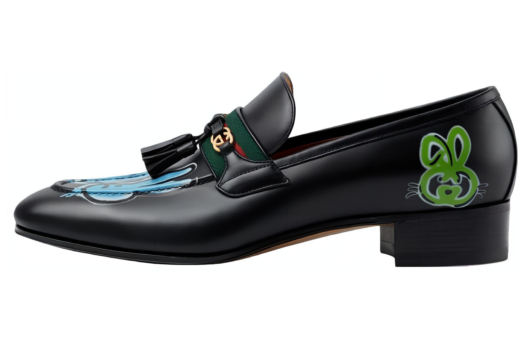 Мужские лоферы Gucci Interlocking (черные)