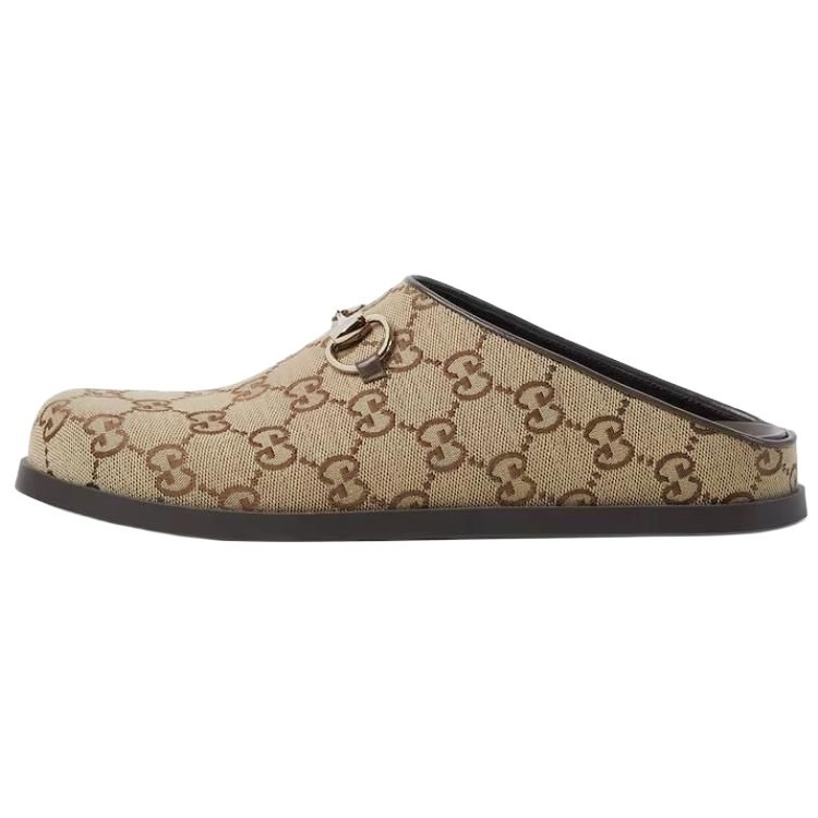 Женские сабо Gucci Horsebit GG (коричневые)