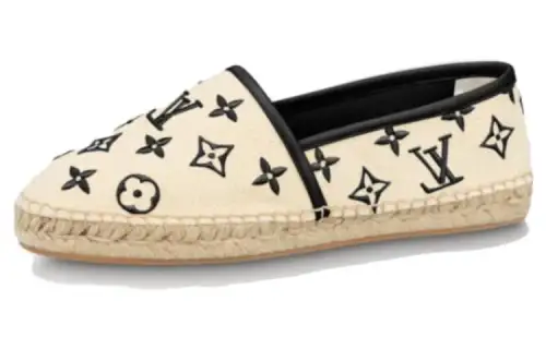 LOUIS VUITTON Starboard Flat Espadrille Shoes 'Beige Black Monogram' Women's