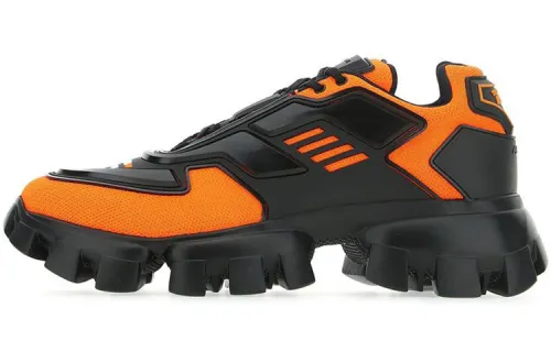 PRADA Low top Casual Shoes Men's Black Orange