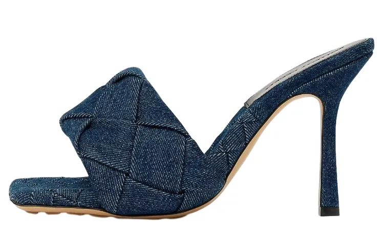 Bottega Veneta Lido Slim Heel Slide Slippers Women's Blue