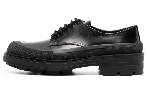 Alexander McQueen Alexander McQueen Tread Slick cow leather calfskin side logo embossed derby shoes men's black
