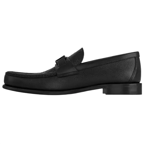LOUIS VUITTON Major Cow Leather Loafers Men's Black
