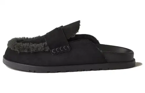 HERMES Go Rubber Sole Closed Toe Slippers Men's Black