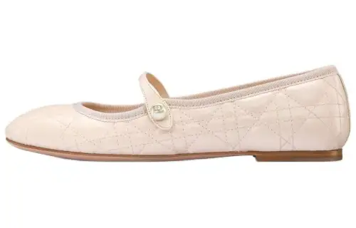 DIOR Cow Leather Flat Mary Jane Shoes Women's Quartz Pink