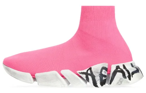 Balenciaga Speed 2.0 Graffiti Recycled Knit Fluo Pink Women's