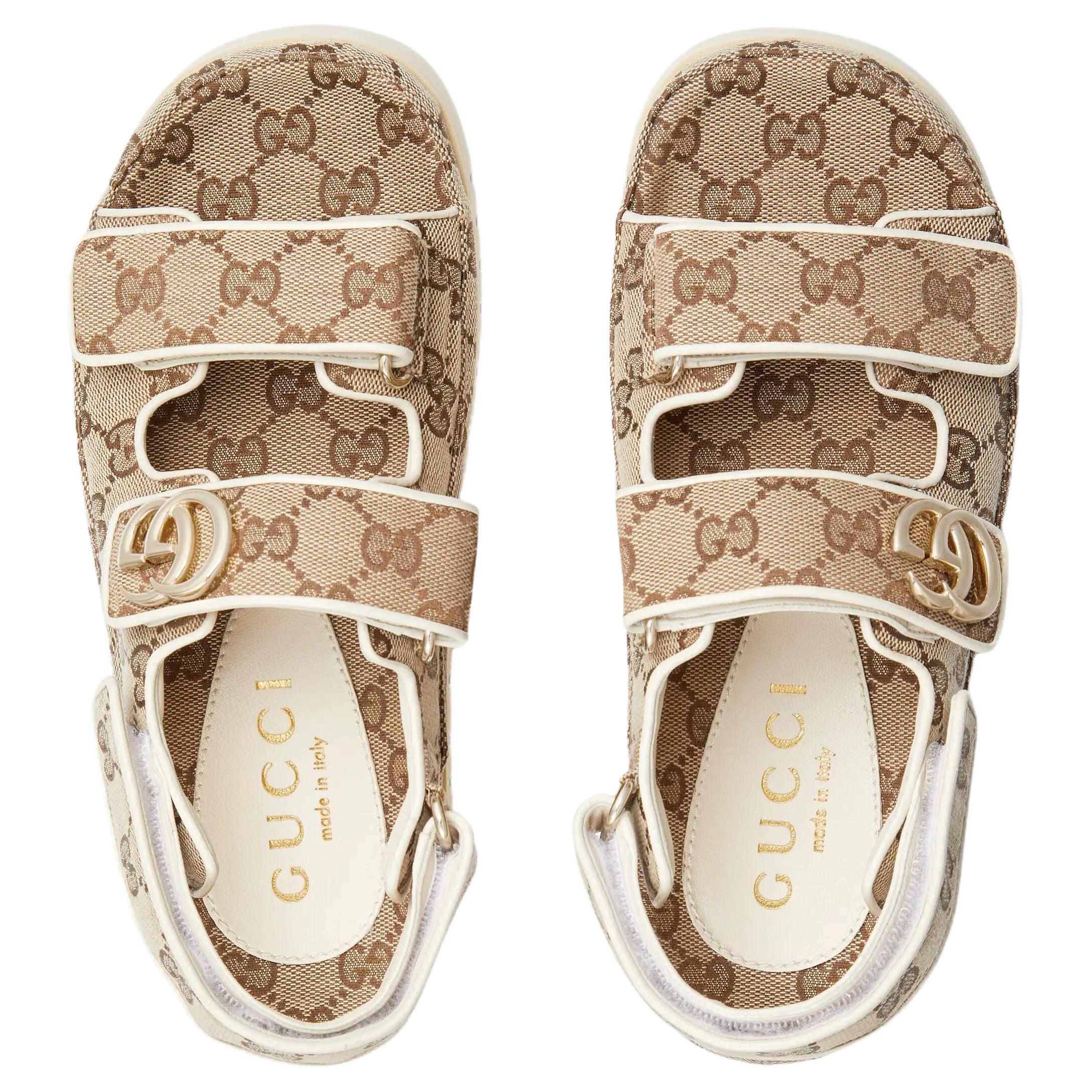 GUCCI Double G One Strap Sandals Women's Dark Brown