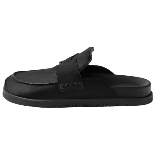 HERMES Go Rubber Sole Closed Toe Slippers Women's Black