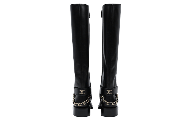 CHANEL 22A Knee high Boots Women's Black
