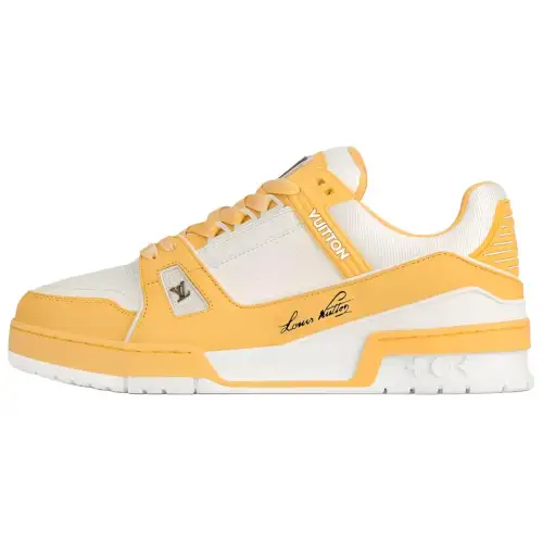 LOUIS VUITTON Trainer Cow Leather Low top Skateboard Shoes Women's Yellow White