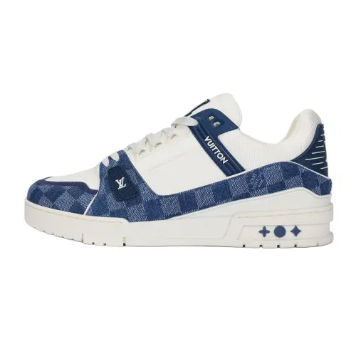 LOUIS VUITTON Trainer Low top Skateboard Shoes Unisex White Blue