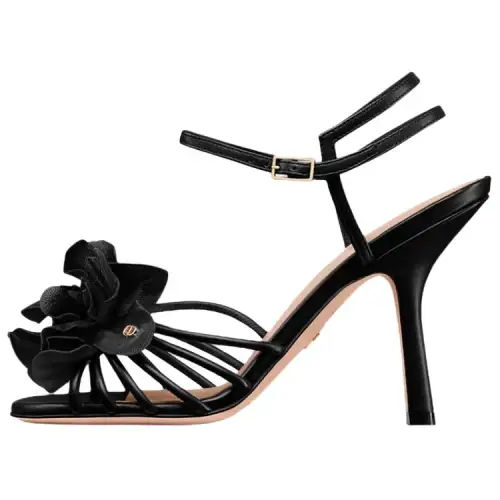 DIOR Blossom Sheepskin One Strap Sandals 10cm Women's Black