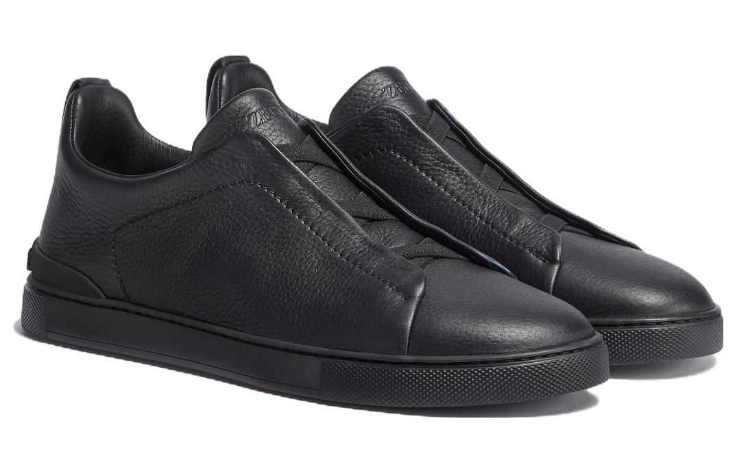 Ermenegildo Zegna Leather Low top Skateboard Shoes Men's Black